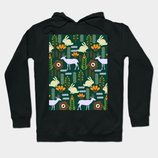 A garden with bunnies and deer Hoodie